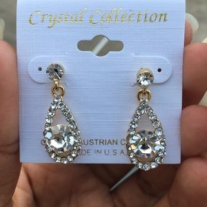 Crystal Teardrop Drop Earrings